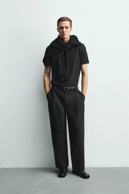 Мужская футболка Zara свободного кроя, черная