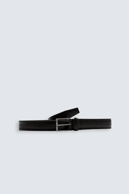 Мужской кожаный ремень ZARA 3.5 см, черный