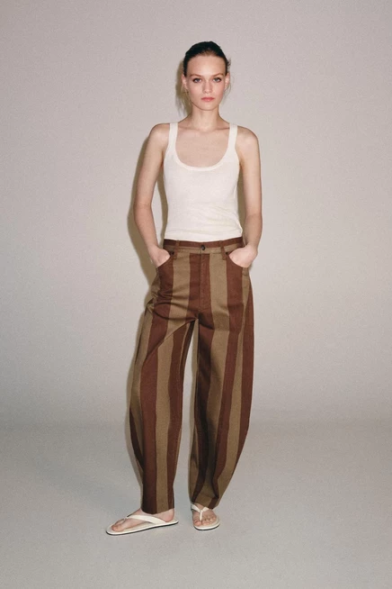 Женские зауженные джинсы ZARA, полосатые