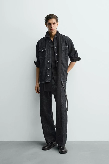 Мужские джинсы Zara Relaxed fit с заклепками, индиго