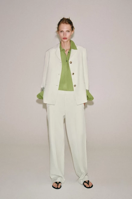 Женский блейзер ZARA Straight из льна, ледяной