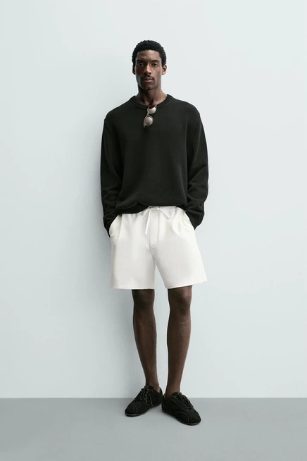 Мужские текстурные шорты Zara, устрично-белые