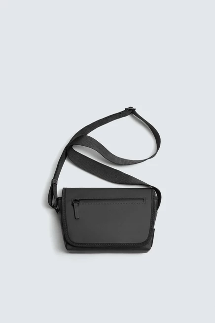 Мужская сумка через плечо Zara с резиновым покрытием, черная