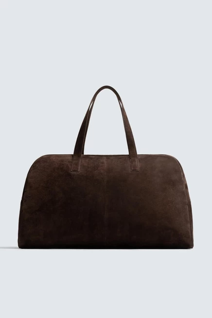 Мужская дорожная сумка Zara XL кожаная с замшевым эффектом, коричневая