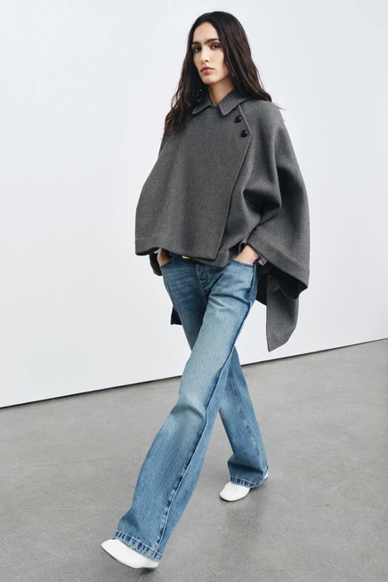 Женская шерстяная накидка Zara, темно-серая