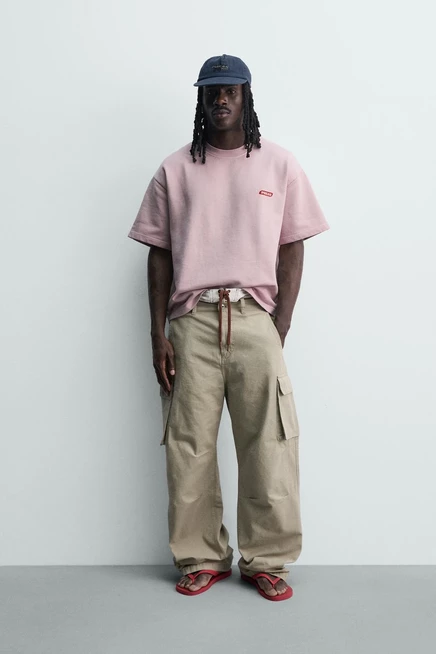 Мужская толстовка Pukas Surf x Zara, пастельно-розовая