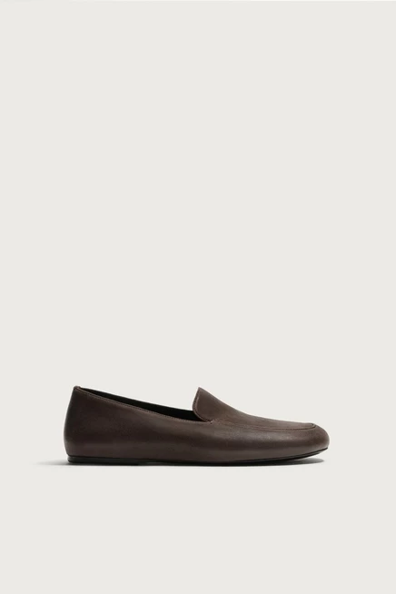 Мужские кожаные лоферы ZARA, коричневые