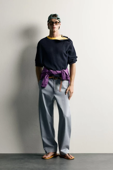 Мужские брюки ZARA Relaxed Fit Chino, выцветшие голубые