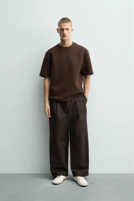 Мужской свитшот ZARA Relaxed Fit, тёмно-коричневый