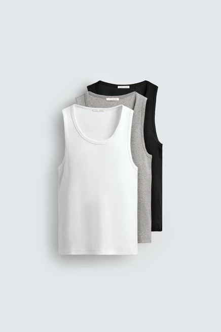 Мужской комплект из 3 базовых маек ZARA, разноцветные