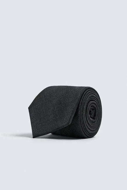 Мужской галстук ZARA Basic из 100% шерсти, темно-серый