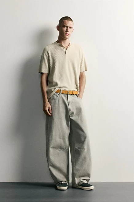 Мужские брюки ZARA с кулиской, серый меланж