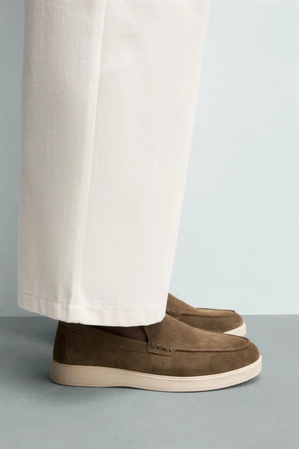 Мужские лоферы Zara Casual из кожи, коричневые