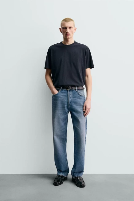 Мужские джинсы zara прямые с расклешением, синие
