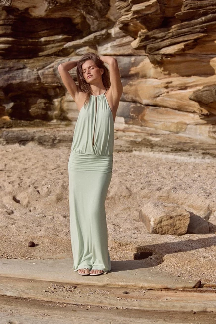 Женское платье ZARA с чокером и разрезом, сине-серое