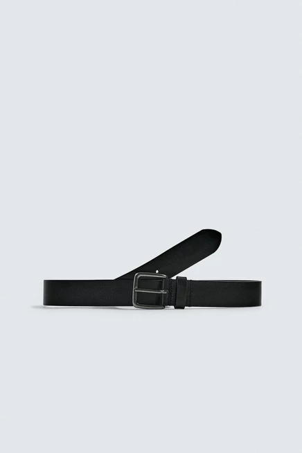 Мужской кожаный ремень ZARA, ширина 3,5 см, черный