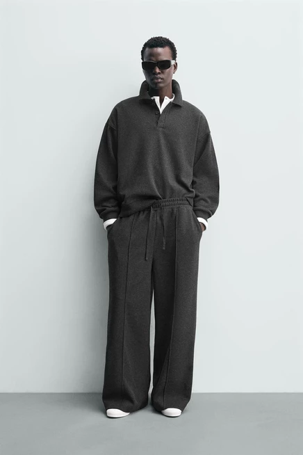 Мужская толстовка-поло Zara Textured, темно-серая
