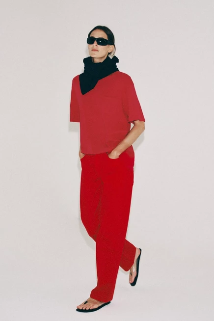 Женские джинсы Zara ZW Straight Leg, красные