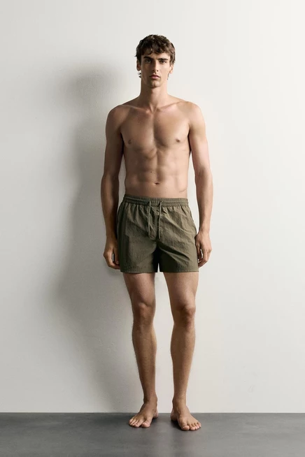 Мужские плавательные шорты ZARA Basic, цвета хаки