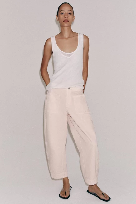 Женские брюки ZARA ZW Collection Barrel, розовые