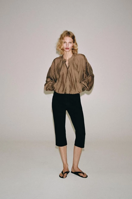 Женская рубашка ZARA свободного кроя, терракотовая