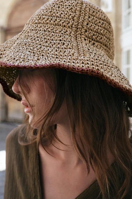 Женская панама ZARA Contrast Bucket Hat, светло-бежевая