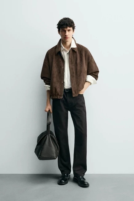 Мужская куртка Zara из искусственной замши, коричневая