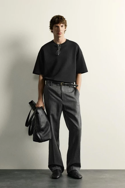 Мужская толстовка ZARA Interlock Relaxed Fit, черная
