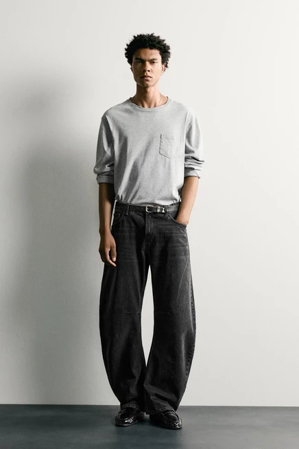Мужские джинсы ZARA Straight Barrel, угольные