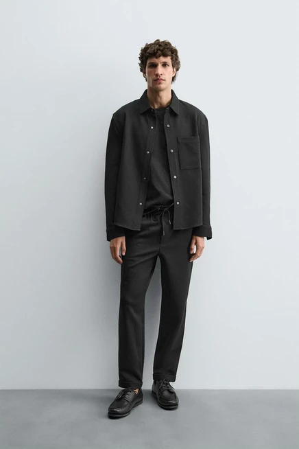 Мужские брюки ZARA на эластичном поясе, черные