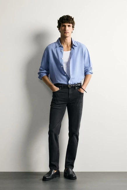Мужские зауженные джинсы Zara, графитовые