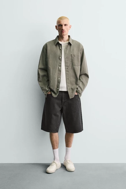 Мужские джинсовые шорты ZARA Baggy Fit, угольные