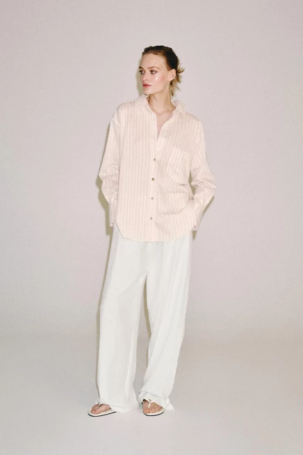 Женская рубашка Zara ZW Collection, розово-белая