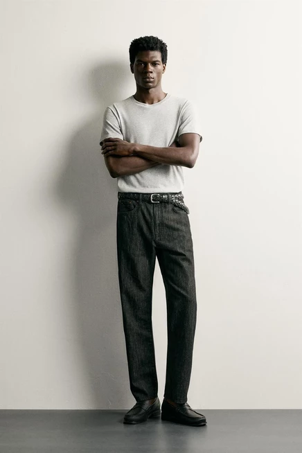 Мужские джинсы ZARA Regular Fit, легкие, угольно-серые
