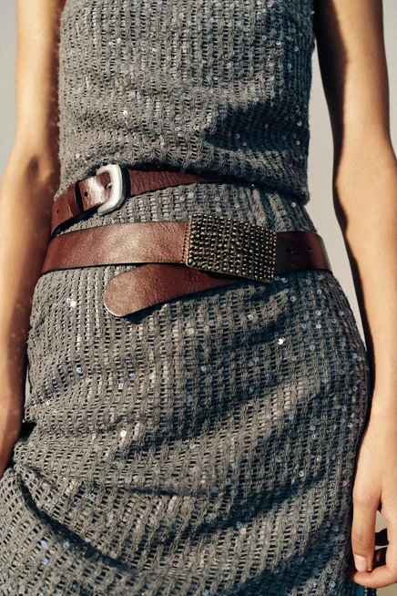 Женский кожаный ремень Zara с пряжкой, коричневый