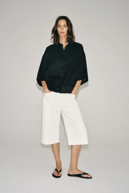 Женская рубашка ZARA ZW Collection оверсайз, черная