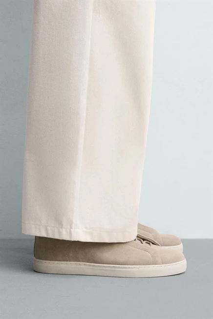Мужские кожаные кеды Zara, песочные