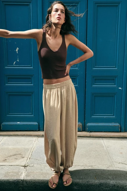 Женские брюки Zara-блумеры, каменные