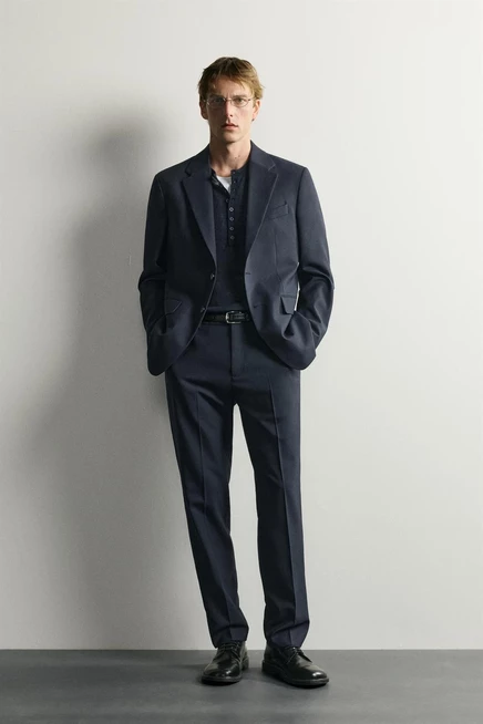 Мужские брюки Zara из шерсти, темно-синие
