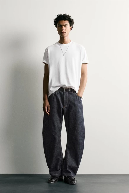 Мужские джинсы ZARA Straight Barrel, цвета индиго