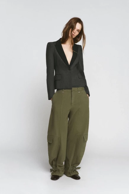 Женские брюки-карго ZARA Barrel, цвета хаки