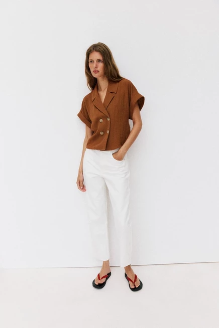 Женская рубашка ZARA с запахом, терракотовая