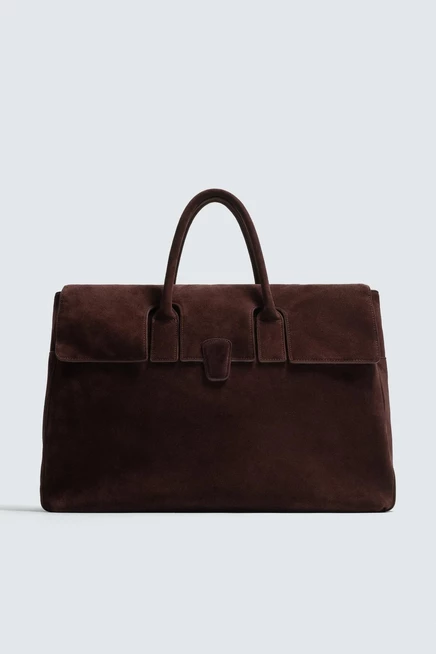 Сумка кожаная ZARA, бордово-красная