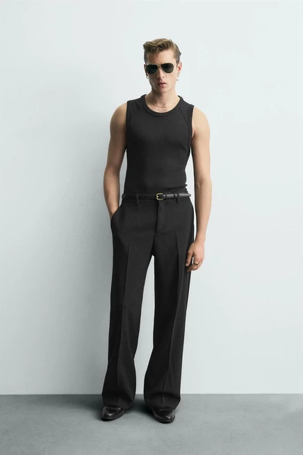 Мужская майка Zara приталенная, черная