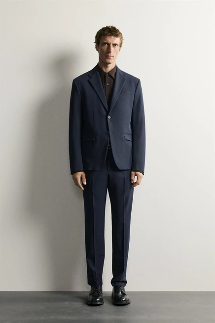 Мужские брюки ZARA Comfort Suit, темно-синие
