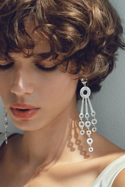 Серьги-подвески ZARA Metal Circle, серебристые