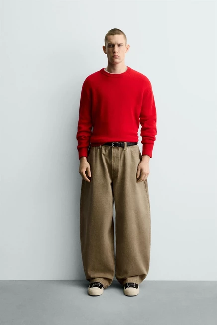 Мужские джинсы ZARA balloon fit, песочные
