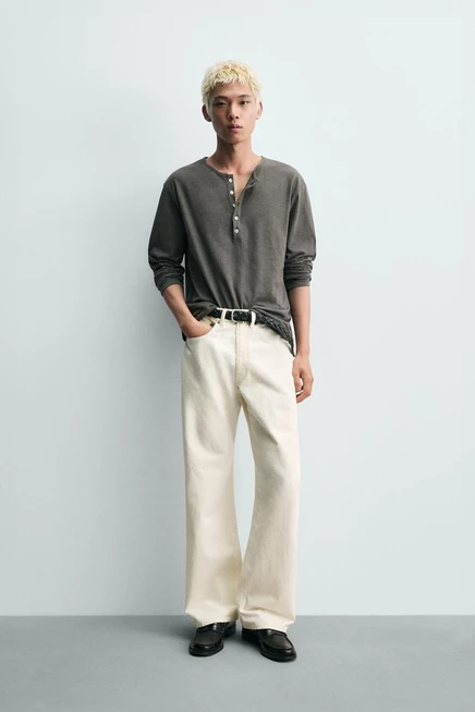 Мужские джинсы ZARA свободного кроя, слоновая кость