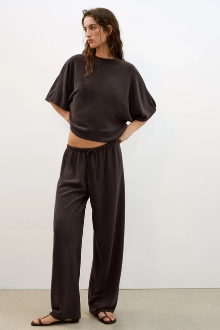 Женский топ ZARA, короткий рукав, темно-коричневый