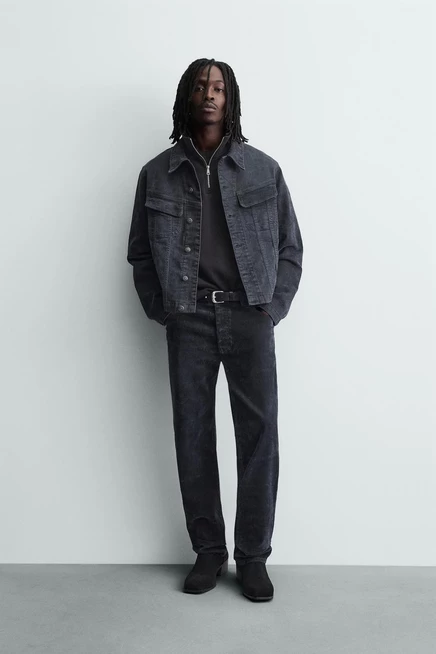 Мужские вельветовые брюки Zara Straight Fit, синие